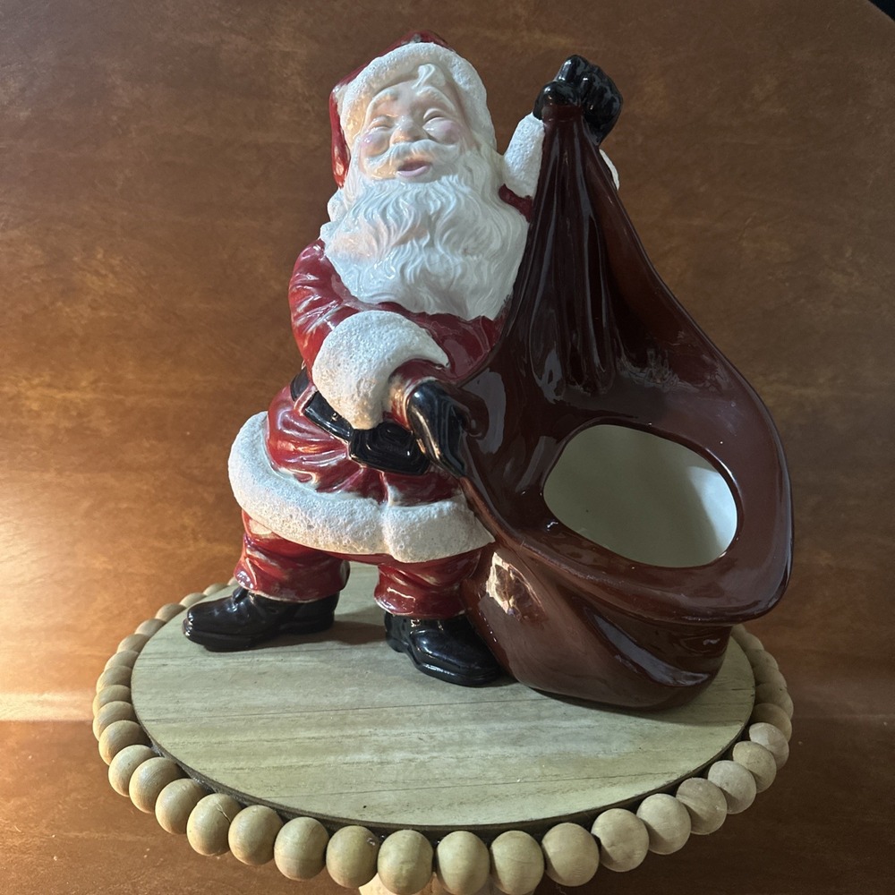Vintage 1970 Ceramic Santa Candy Dish/Planter/cookies/ornaments 11.5"